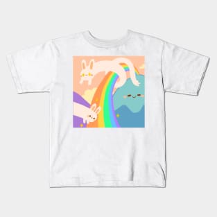 Trippy Happy Rainbow Bunny Snakes Kids T-Shirt